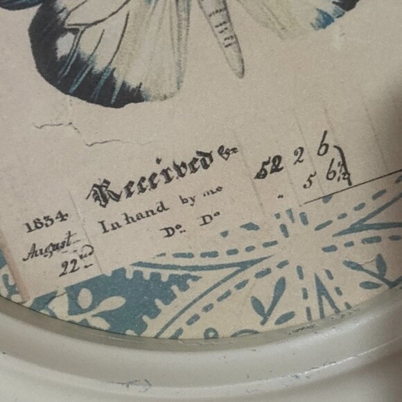 Vintage Butterfly Art Prints Wall Hangings White Wood Frame Hexagon Circle 7"-8" - Picture 8 of 11